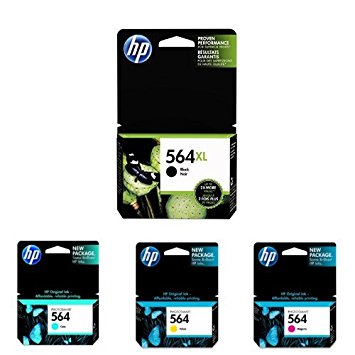 HP 564XL/564 High Yield Black and Standard Cyan/Magenta/Yellow Ink Cartridge Bundle