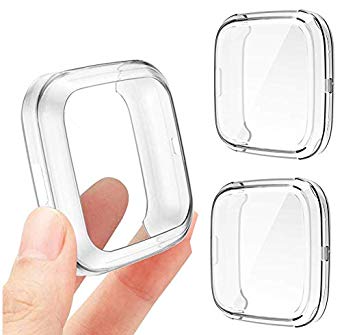 Halnziye 2 Packs Screen Protector for Fitbit Versa 2, Ultra Slim Soft Full Protective Cover Case for Fitbit Versa 2 (Clear)