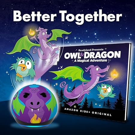 Echo Dot (5th Gen) Kids and Readyland Alexa Interactive Book Bundle | Dragon