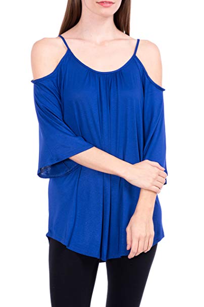 Modern Kiwi Solid Off-The-Shoulder High Low Tunic Top (S-4XL)