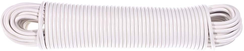 Durable Plastic Clothesline, 7/32 Inch, 100 Feet, White