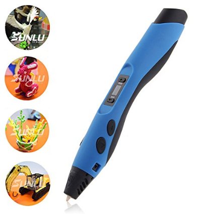 SUNLU Upgrade Intelligent 3D Pen, 3D Doodle Pen with Safety Holder, 3D Printing Pen for 3D Arts & Crafts Drawing and Doodling with Free PLA Filament (Upgrade-Blue)