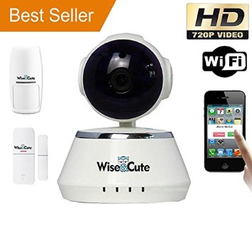 Wireless Security Camera IP Indoor HD 720P Baby Pet Elder Monitor PIR Detector and Door Sensor Included Video Monitoring Surveillance Cam Wise&Cute WSC001