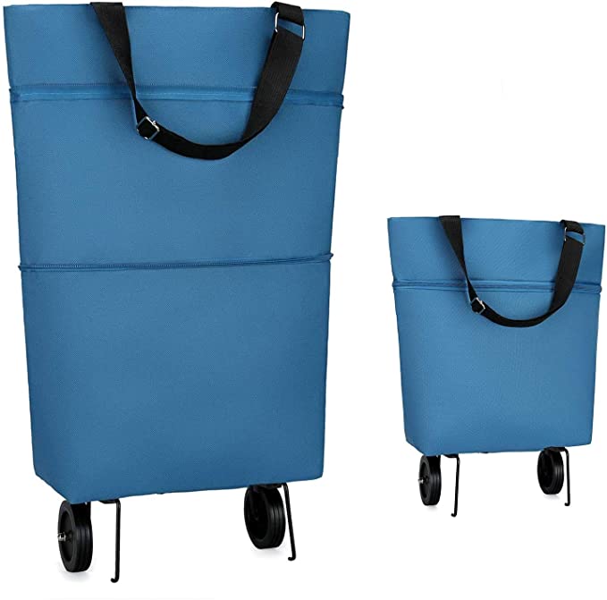 Reusable grocery Bags with Wheels COCOCKA Foldable Shopping Bags Large Capacity Produce Bags for Grocery for Shopping,Fruits,Vegetables,Grocery Cart Waterproof interior