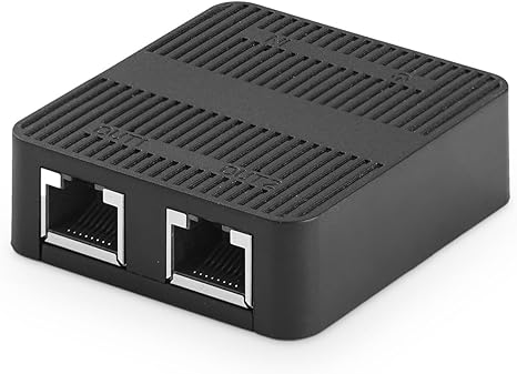 Binardat 1 to 2 Gigabit Network Splitter, 3 Port Gigabit Ethernet Switch, Type-C Power Supply, Mini Size Plug and Play