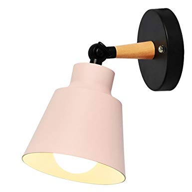 Wall Light fixtures Nordic Wall Sconce Lamps Macaron Edison Copper lamp Holder Aisle Lights Corridor Lamp Bedside Reading Light E27(Color : Pink)