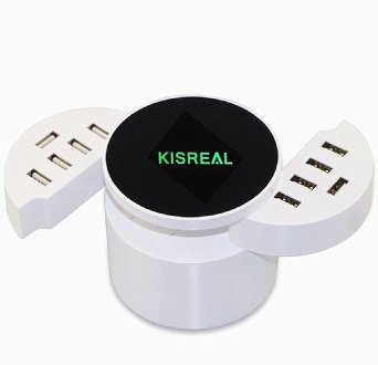 USB Charger,Kisreal 10-Port Desktop Home Charger Rapid Charger Charging Station Travel Household Wall Charger for iPhone 5S/6S, Plus, Galaxy S6/S6 Edge/Note 4/Note 5, iPad