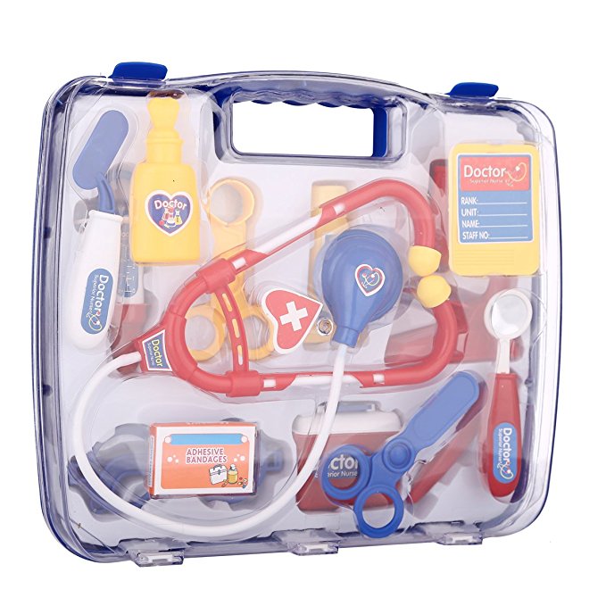 SZJJX Deluxe Puzzle Simulation Medicine Box Doctor Toys Set Kids Pretend Play Doctor Set Doctor Nurse Medical Kit Playset for Kids Child Care Box Doctor Tools Toys - Blue