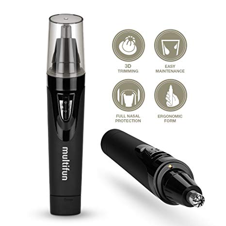 Nose Ear Hair Trimmer, multifun Electric Ear Hair Trimmer with LED Light, Waterproof Stainless Steel Nose Hair Clippers for Men and Women, Painless Ear Hair Clippers, 1 Battery Included