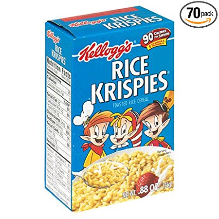 Kellogg's Rice Krispies Toasted Rice Cereal, 0.88-Ounce Individual Boxes (Pack of 70)