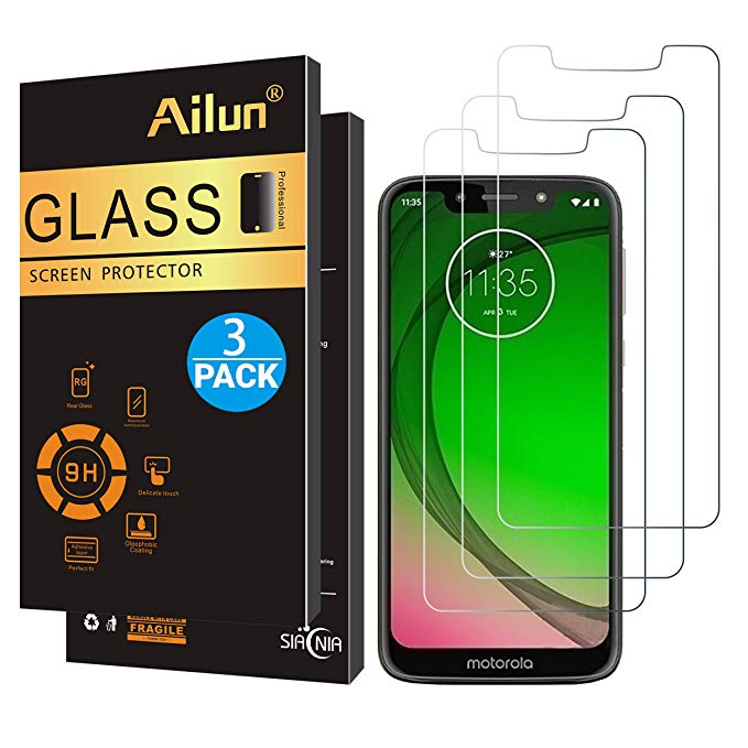 Ailun Screen Protector Compatible with Moto G7 play, [3 Pack],9H Hardness Tempered Glass Screen Protector for Motorola Moto G7 Play,Bubble Free,Anti-Scratch&Fingerprint&Oil Stain Coating,Case Friendly