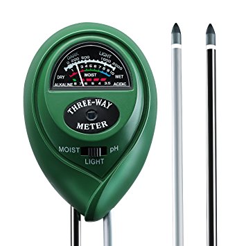Soil pH Meter, TopElek 3-in-1 Soil Tester Moisture Meter, Sunlight Tester, Soil pH Tester Kit for Garden, Farm, Lawn Plants Care ( No Batteries Needed)
