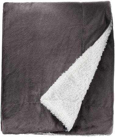 Northpoint Cashmere Velvet Reverse to Cloud Sherpa Throw Charcoal 50 X 60 inches
