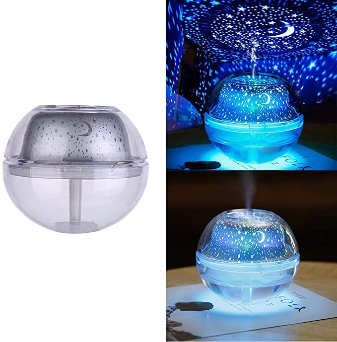 Sunsbell Humidifier, Usb Crystal Night Light Projector 500ml Humidifier Desktop Ultrasonic Fog Machine Led Household Lamp