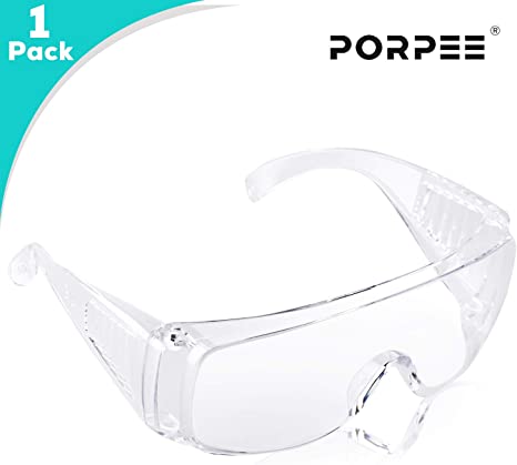 Safety Protective Goggles, PORPEE Safety Laboratory Glasses Anti-Fog, Anti-Splash, Anti-Scratch, Eye Full Protection Chemical Eyewear for Home, Lab, Workplace (GT1808-1 Pack)