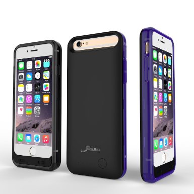 [Apple MFi Certified] iPhone 6 Battery Case Elivebuy® 3100mah Extended Battery Case for iPhone 6 (4.7 inch),Micro USB Input (Black - Purple & Black Bumpers)