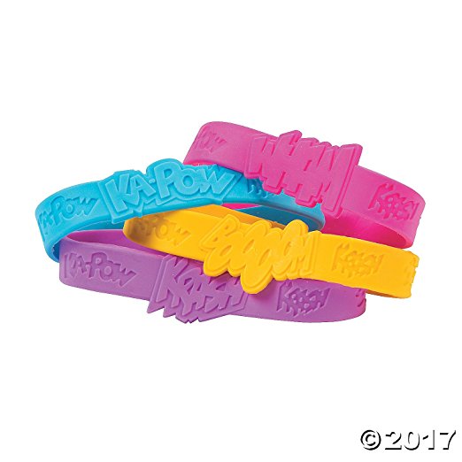 Girl Superhero Sayings Bracelets - 24 pcs by Party Supplies