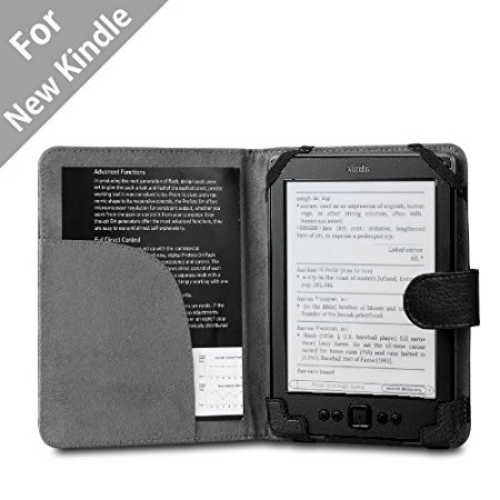 Acase(TM) Classic Kindle Leather Case (Black) for 4th Generation 6" Kindle Wi-Fi w/o Keyboard (Not for Kindle Touch)
