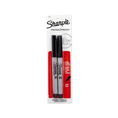 Sharpie Permanent Markers, Ultra Fine Point, Black, 2 Markers(37161)