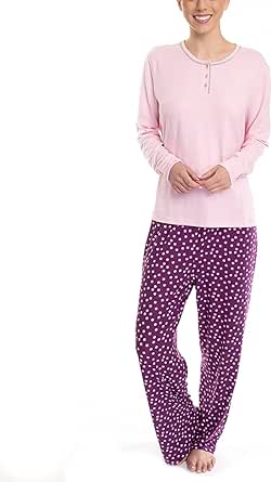 Hanes Women's Dreamscape Longsleeve Top and Pajama Bottom Butter Knit Sleep and Lounge Set