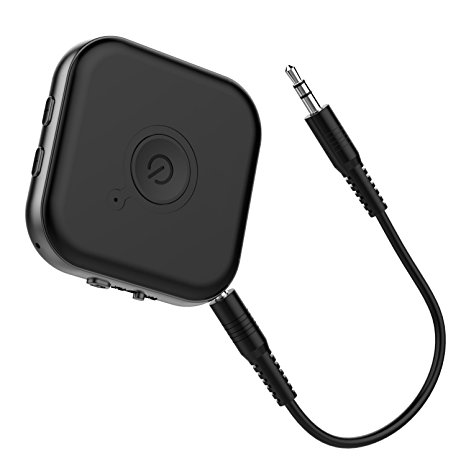 4.1 Bluetooth Transmitter/ Receiver, Long Range Wireless Audio Adapter for TV Car Stereo System Paired with 2 Bluetooth Headphone TX/RX Mode