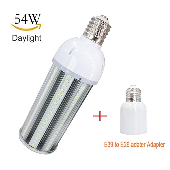 54W LED Corn Light Bulb Daylight White Street and Area Lights E39 6000 Lumens 300 Watt Equivalent Replacing HID/Metal Halide/HPS