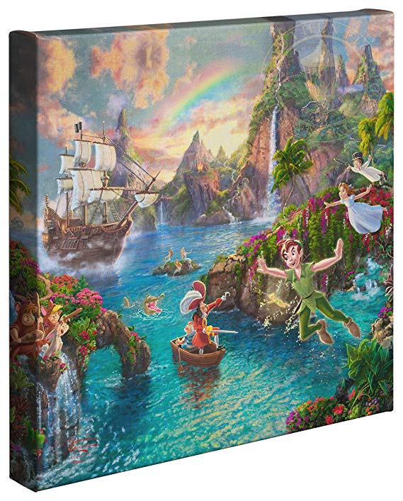 Thomas Kinkade Disney Peter Pan's Never Land 14 x 14 Gallery Wrapped Canvas