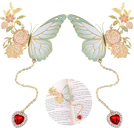Molain Hollow Out Butterfly Bookmarks, 2pcs Cute and Romantic Metal Bookmarks for Women Book Lovers, Unique Gift Bookmarks for Teacher Girlfriend Family (Third)