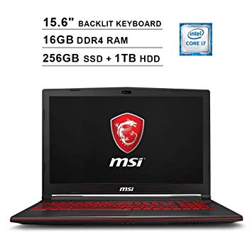 2019 Newest MSI GL63 15.6 Inch FHD Gaming Laptop (8th Gen Inter 6-Core i7-8750H up to 4.1GHz, 16GB DDR4 RAM, 256GB SSD (Boot)   1TB HDD, NVIDIA GeForce GTX1650 4GB, Backlit Keyboard, Windows 10)