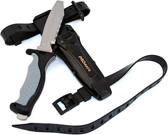 Promate Scuba Dive Snorkel Titanium Knife (4 3/8" Blade) with Straps and Sheath