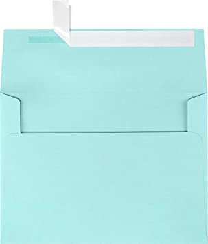 LUXPaper A7 Invitation Envelopes for 5 x 7 Cards in 80 lb. Seafoam, Printable Envelopes for Invitations, w/Peel and Press Seal, 50 Pack, Envelope Size 5 1/4 x 7 1/4 (Green)