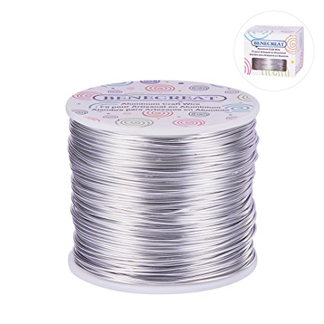 BENECREAT 12 17 18 Guage Aluminum Wire Anodized Jewelry Craft Making Beading Floral Colored Aluminum Craft Wire (18 Gauge,492 FT,Silver)