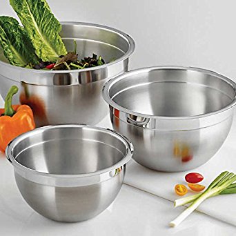 Tramontina ProLine Heavy-Gauge 3-Piece Stainless Steel Mixing Bowls 3 Qt 5 Qt 8 Qt