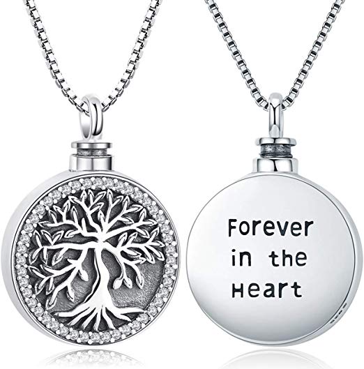 Cremation Jewelry for Ashes, Urn Necklace for Women, Sterling Silver Keepsake Pendant Charm