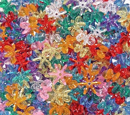 JOLLY STORE Crafts Transparent Multi Colors 18mm Starflake Sunburst Craft Beads 135pc