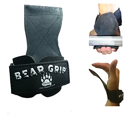 BEAR GRIP® - Multi Grip Straps/Hooks, Premium Heavy duty weight lifting straps / gloves, Used for push and pull movements