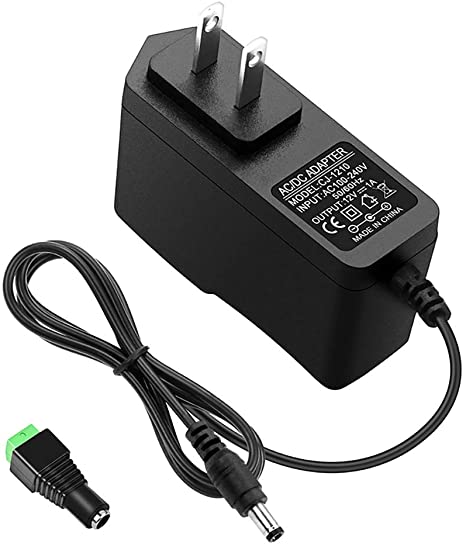 ALITOVE DC 12V 1A Power Supply 1000mA 12W AC/DC Adapter, 100~240V AC to DC 12 Volt 1 Amp 0.6A Converter with 5.5 x 2.5mm 2.1mm Plug for LED Strip Light CCTV Security Camera DVR NVR Surveillance System