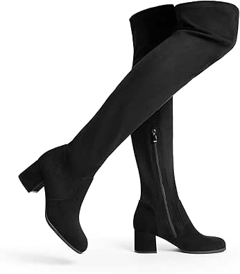 DREAM PAIRS Women's Over The Knee Thigh High Chunky Heel Boots Long Stretch Sexy Fall Boots