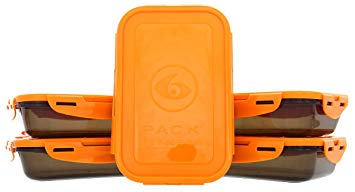 6 Pack Fitness Sure Seal Containers 24oz Black/Neon Orange Set of 5