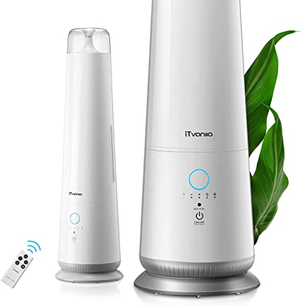 iTvanila Cool Mist Humidifiers for Large Room 4.5L Intelligent Floor Humidifier with Auto Humidity and Remote Control for Bedroom and Baby Nursery, 50 Hour Long Last, Ultrasonic Whisper Quiet (S2)
