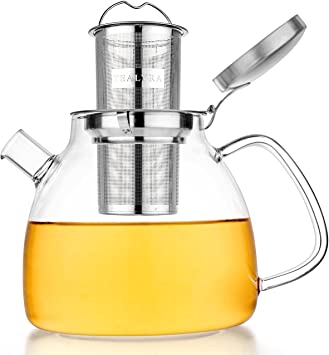 Lyra - Borosilicate Glass Teapot w/ Removable Stainless Steel Infuser – Perfect for Loose Leaf Tea and Blooming Tea - Tealyra (1100ml)