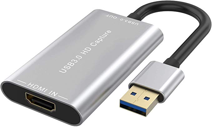 Capture Card, 4K HDMI to USB 3.0 Video Capture, Video Converter USB to HDMI Adapter, 1080P HD 60fp Live Streaming Video Recorder Converter Compatible with Linux/Mac OS/Windows 10/7/XP