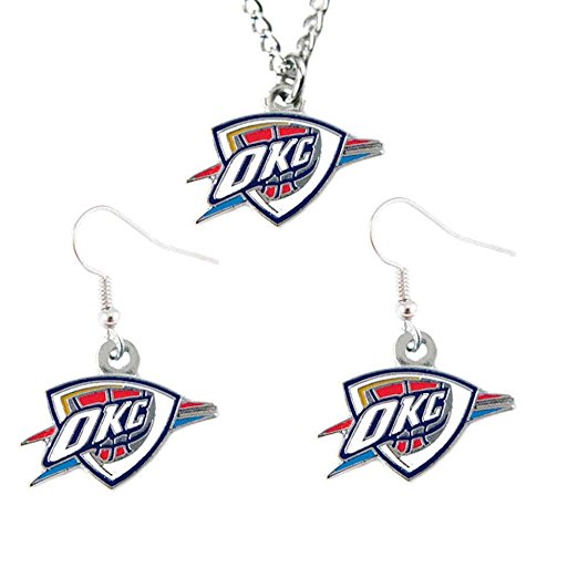 Oklahoma City Thunder Necklace And Dangle Earring Charm Set NBA [Misc.]