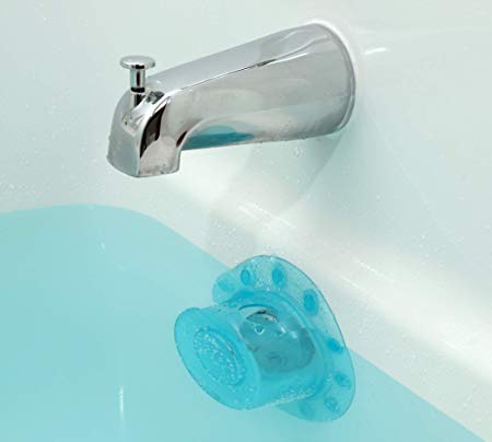 SlipX Solutions Bottomless Bath Overflow Drain Cover Adds Inches of Water to Tub for Warmer, Deeper Bath (Aqua, 4" Diameter)