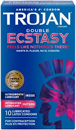 Trojan Double Ecstasy Lubricated Condoms - 10 Count
