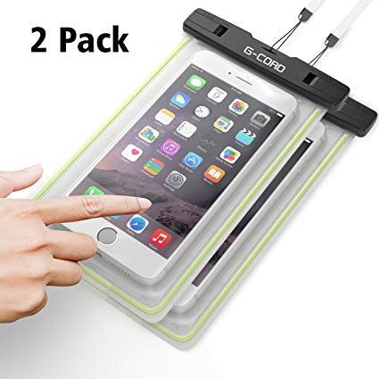 G-Cord 2 Pack Universal Waterproof Phone Case IPX8 Waterproof Phone Pouch for iPhone X/8/8plus/7/7plus/6s/6/6s plus Samsung galaxy s8/s7 Google Pixel HTC10