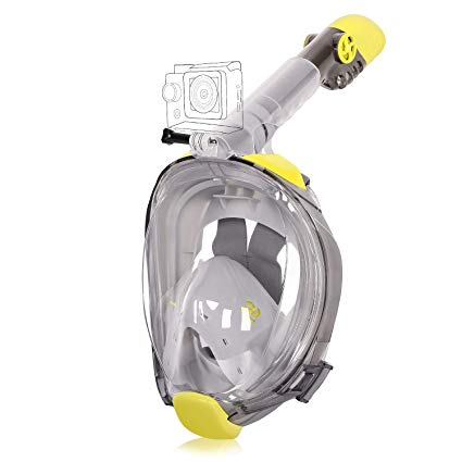 Unigear Full Face Snorkel Mask [2019 Safety Upgraded Version] - Panoramic 180° View with Handler Detachable Camera Mount, Anti-Fog Anti-Leak Free Breath Design