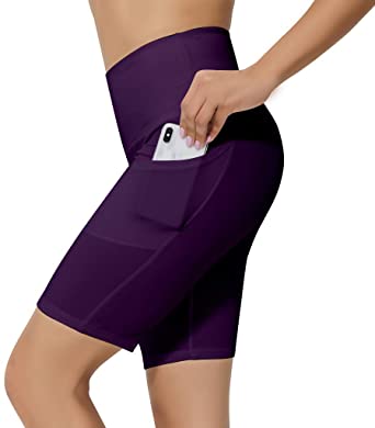 AUU Women’s Workout Yoga Shorts Biker Running Shorts with Pockets ，Naked Feeling&Buttery Soft