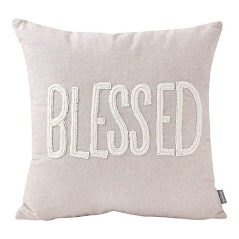 Hallmark Home Decorative Throw Pillow with Insert (16x16 inch) Braided "Blessed" with Beading