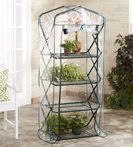 The Lakeside Collection 5-Ft. Foldaway Portable Greenhouse with 4 Shelves for Outdoor Use